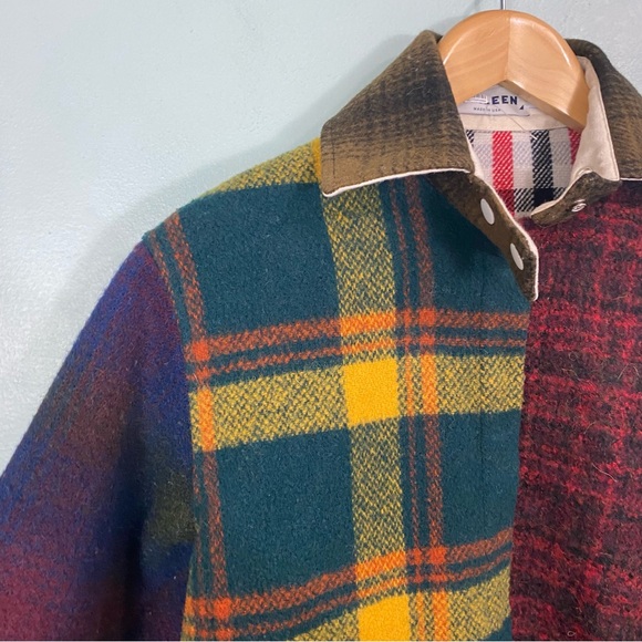 Carleen Admore Plaid Wool Jacket Patchwork Medium Shacket - Picture 5 of 10